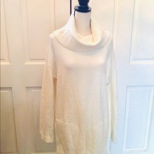 Talbots NWT unique cowl collar white sweater.